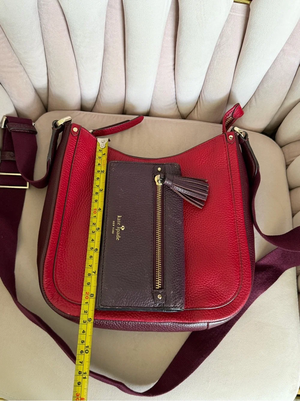 Kate Spade Red Colorblock Leather Crossbody Bag & Burgundy Wallet Set ❤️